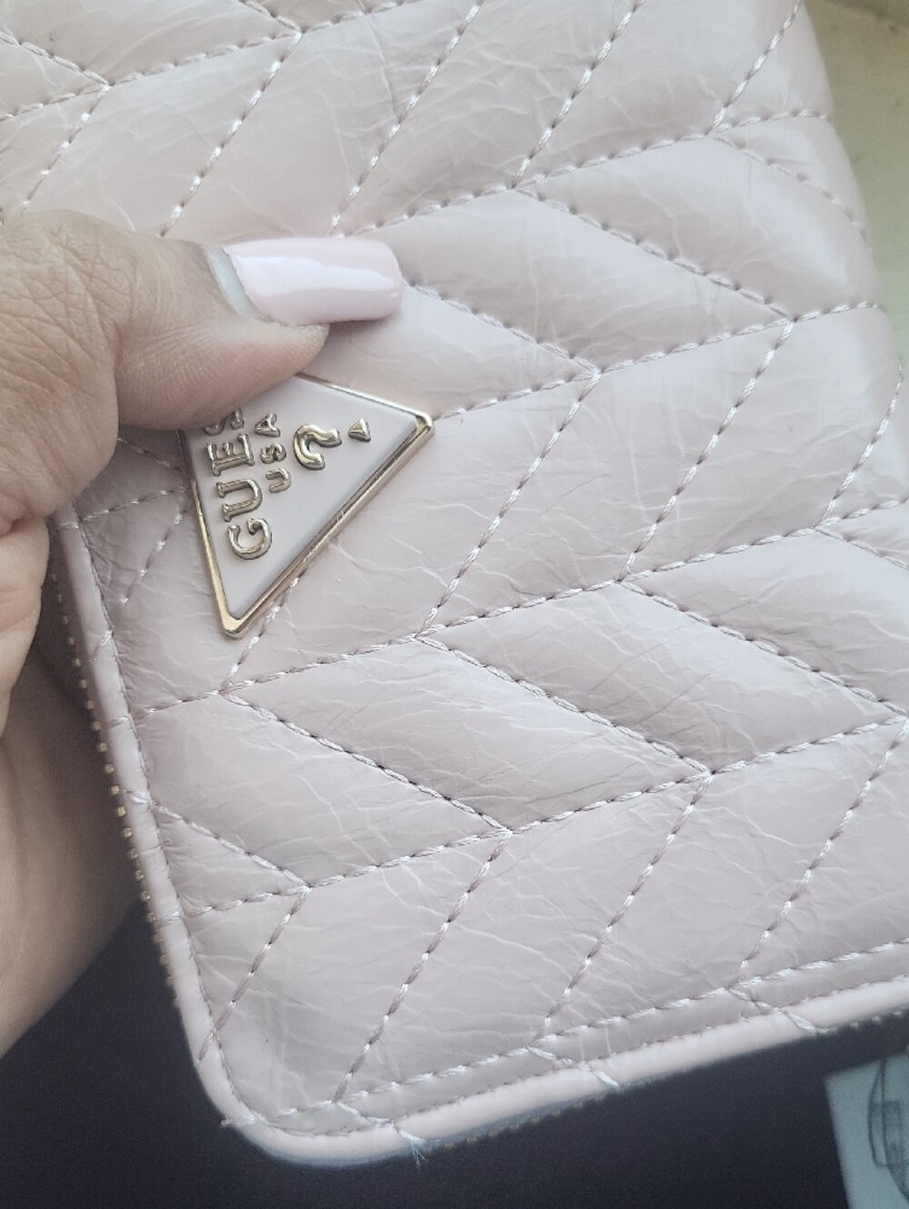 Blush Quilted Chevron Zip-Around Women's Wallet - Picture 4 of 7